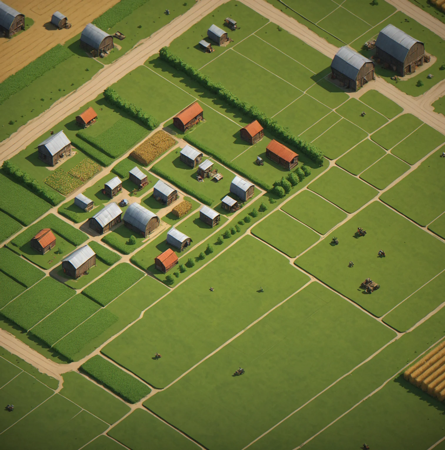 Resource panel with grain stores, labor split between farming and military, wall building queue, and how fast your population grows